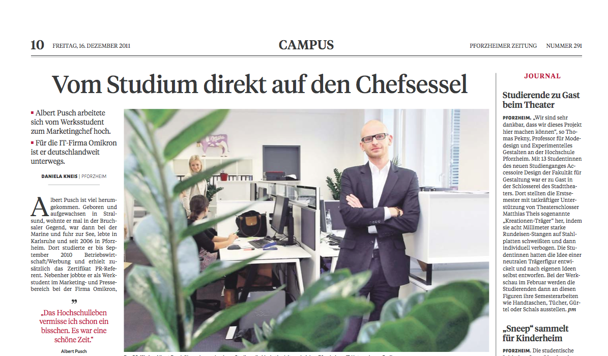 Zeitungsartikel Albert Pusch